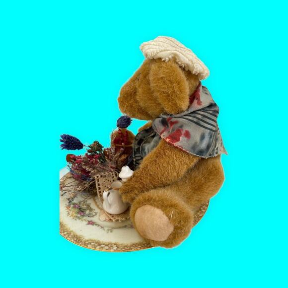 Vintage Teddy Bear Centerpiece Table Decoration Bear on Noritake Saucer - Picture 3 of 9